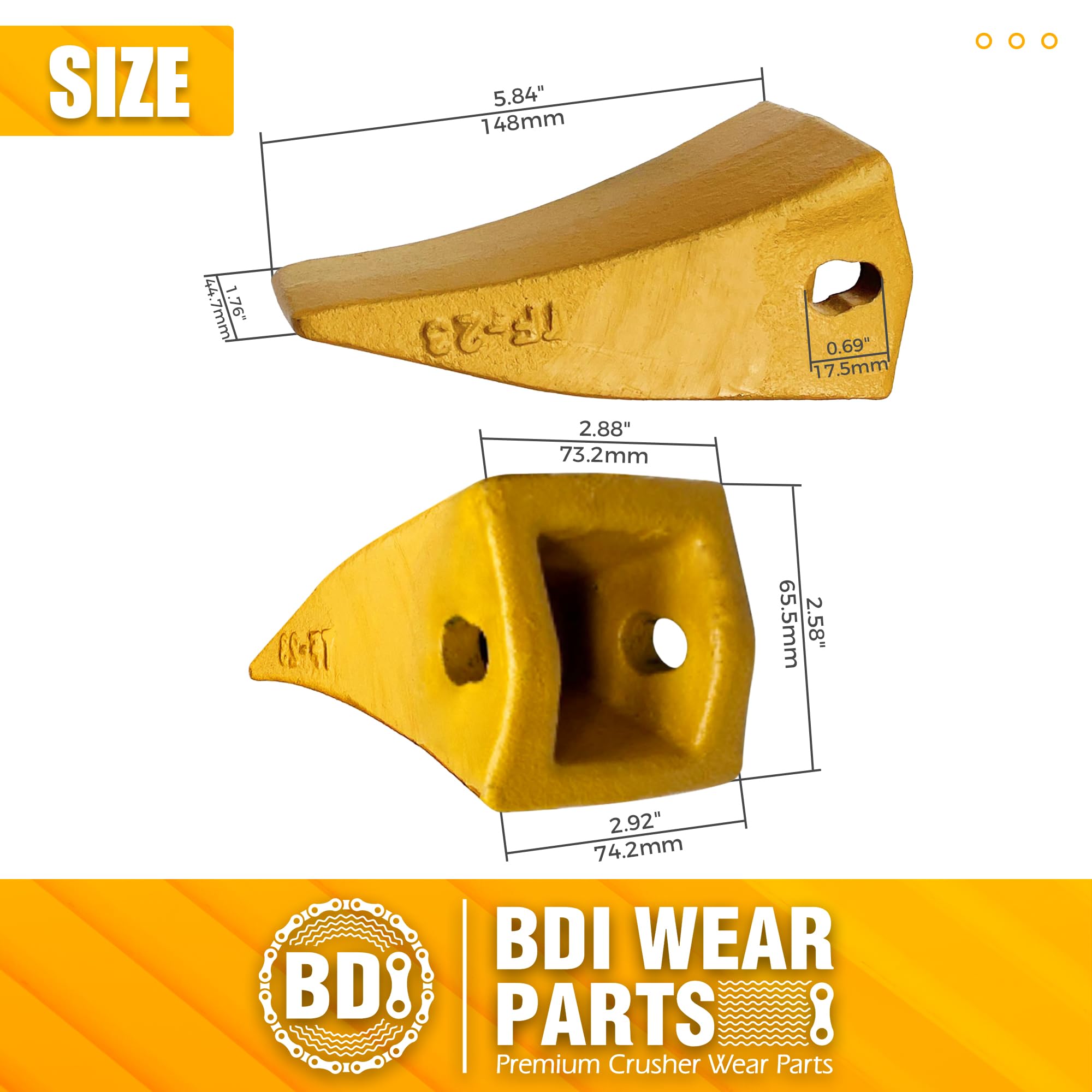 BDI Wear Parts TF23D D23P 1 Pack Bucket Teeth Claw Backhole Long